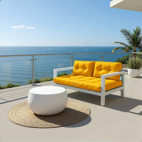 Cuscini per salotto da giardino capitonné 120x60cm giallo