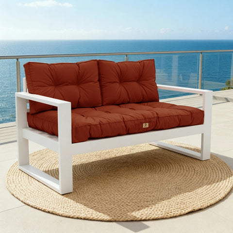 Cuscini per salotto da giardino capitonné 120x60cm Terracotta