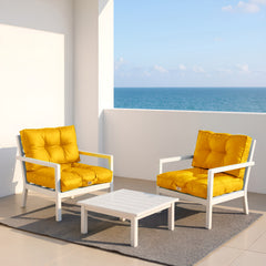 Cuscini per salotto da giardino capitonné 50x50cm giallo