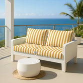Coussins pour salon de jardin déhoussable 100x50cm - Rayure Jaunes - Deco-arts.fr