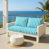 Coussins pour salon de jardin déhoussable 120x60cm - Rayure Turquoise - Deco-arts.fr