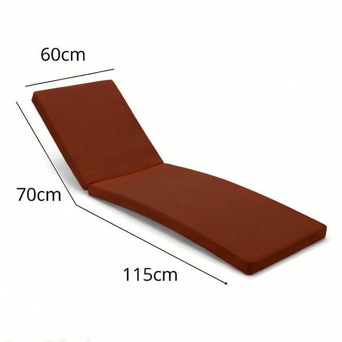Materassino Lettino Prendisole 185x60 Terracotta - Sfoderabile & Impermeabile (Sdraio) – schema con le misure