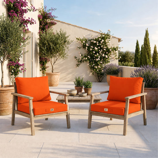 Set Cuscini Salotto da Giardino 60x60 Arancione - Sfoderabile & Anti-UV (Seduta + Schienale)