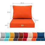 Set Cuscini Salotto da Giardino 50x60 Arancione - Larghezza 60 cm (Seduta + Schienale)
