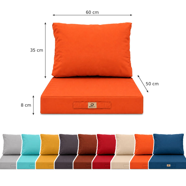 Set Cuscini Salotto da Giardino 50x60 Arancione - Larghezza 60 cm (Seduta + Schienale)