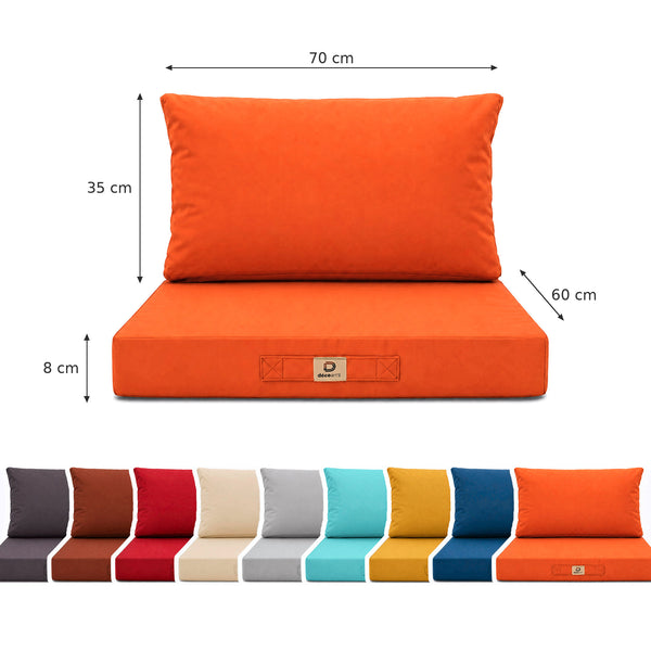 Set Cuscini Salotto da Giardino 60x70 Arancione - Sfoderabile & Anti-UV (Seduta + Schienale)