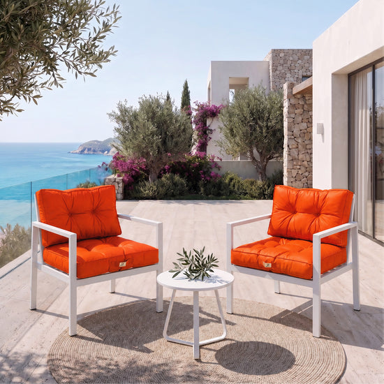 Set Cuscini Trapuntati 60x60 Arancione - Spesso 15cm & Morbido (Seduta + Schienale)