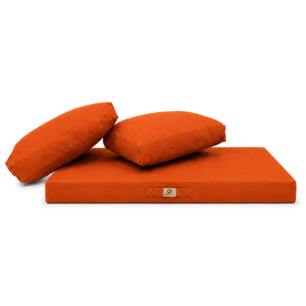 Set Cuscini Salotto da Giardino 100x50 Arancione - Sfoderabile & Anti-UV (1 Seduta + 2 Schienali)