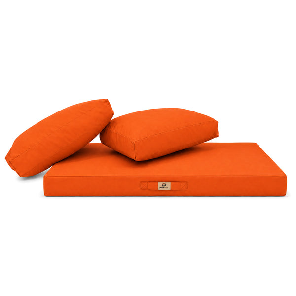 Set Cuscini Salotto da Giardino 120x60 Arancione - Sfoderabile & Anti-UV (1 Seduta + 2 Schienali)