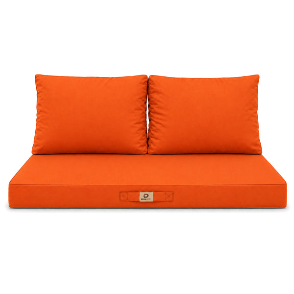 Set Cuscini Salotto da Giardino 100x50 Arancione - Sfoderabile & Anti-UV (1 Seduta + 2 Schienali)