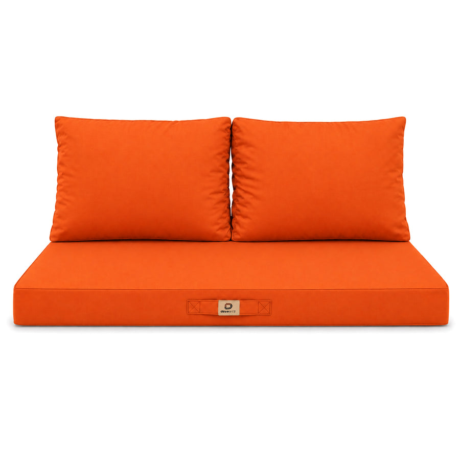 Set Cuscini Salotto da Giardino 100x50 Arancione, imbottitura in schiuma ad alta densità