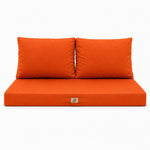 Set Cuscini Salotto da Giardino 100x50 Arancione - Sfoderabile & Anti-UV (1 Seduta + 2 Schienali)