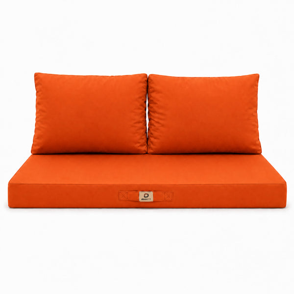 Set Cuscini Salotto da Giardino 100x50 Arancione - Sfoderabile & Anti-UV (1 Seduta + 2 Schienali)