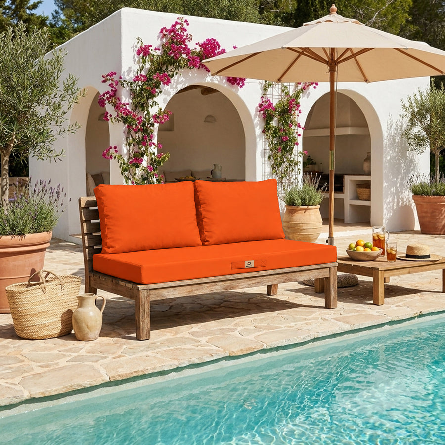 Set Cuscini Salotto da Giardino 120x60 Arancione - Sfoderabile & Anti-UV (1 Seduta + 2 Schienali)