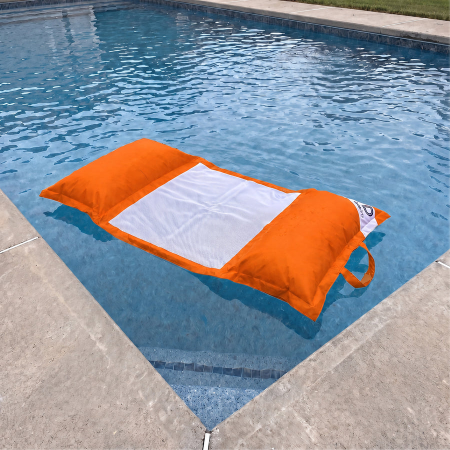 Pouf Galleggiante Piscina XXL 170x90 Arancione, tessuto in poliestere