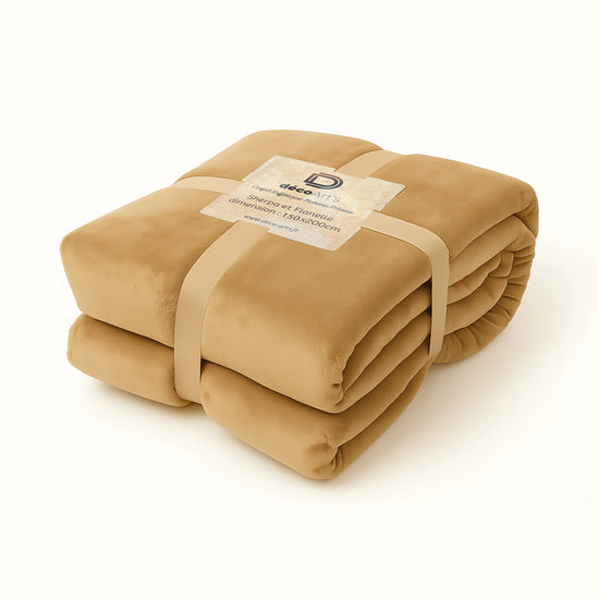 Plaid beige 150x200 cm en situation extérieure