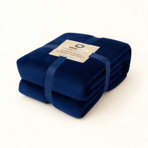 Coperta Sherpa in Flanella 150x200 Blu Navy - Double Face Spesso 480g/m² (Speciale Divano)