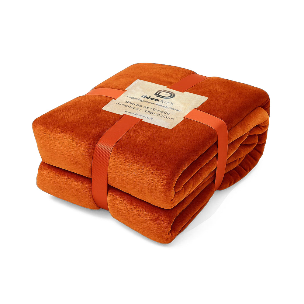 Coperta Sherpa in Flanella 150x200 Terracotta, tessuto sherpa