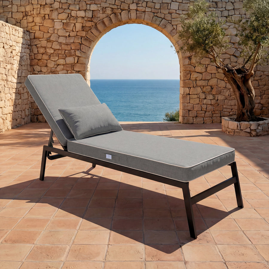 Materassino Premium Lettino 190x60 Grigio Chiaro - Spessore 10cm & Poggiatesta (Sfoderabile)