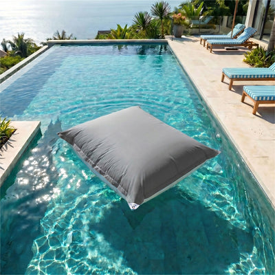 Fodera Pouf Galleggiante XXL 180x140 Grigio Ciottolo - (Fodera da Riempire - Spécial Piscina)