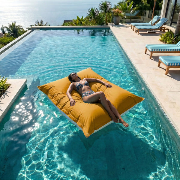 Fodera Pouf Galleggiante XXL 180x140 Giallo Miele - (Fodera da Riempire - Spécial Piscina)