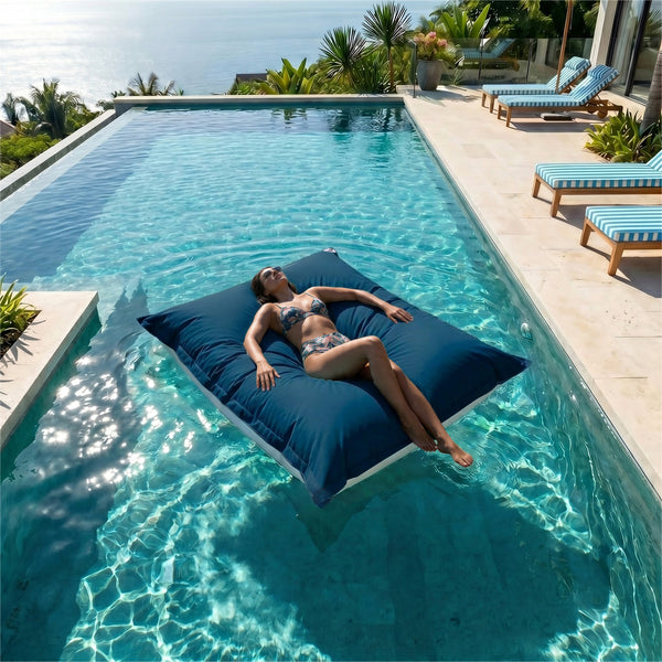 Fodera Pouf Galleggiante XXL 180x140 Blu Petrolio - (Fodera da Riempire - Spécial Piscina)