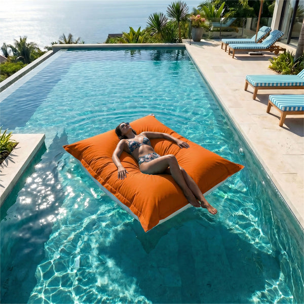 Fodera Pouf Galleggiante XXL 180x140 Arancione - (Fodera da Riempire - Spécial Piscina)