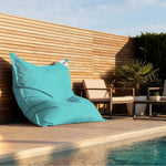 Housse de pouf géant XXL 180x140 cm bleu Caraïbes en polyester pour pouf beanbag Deco-arts.fr, intérieur et extérieur