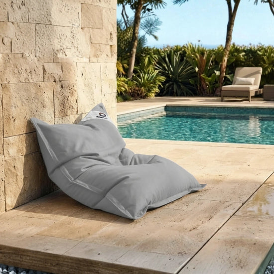 Pouf gigante XXL per interni ed esterni, sfoderabile, soggiorno, giardino, Deco Arts Pebble Grey