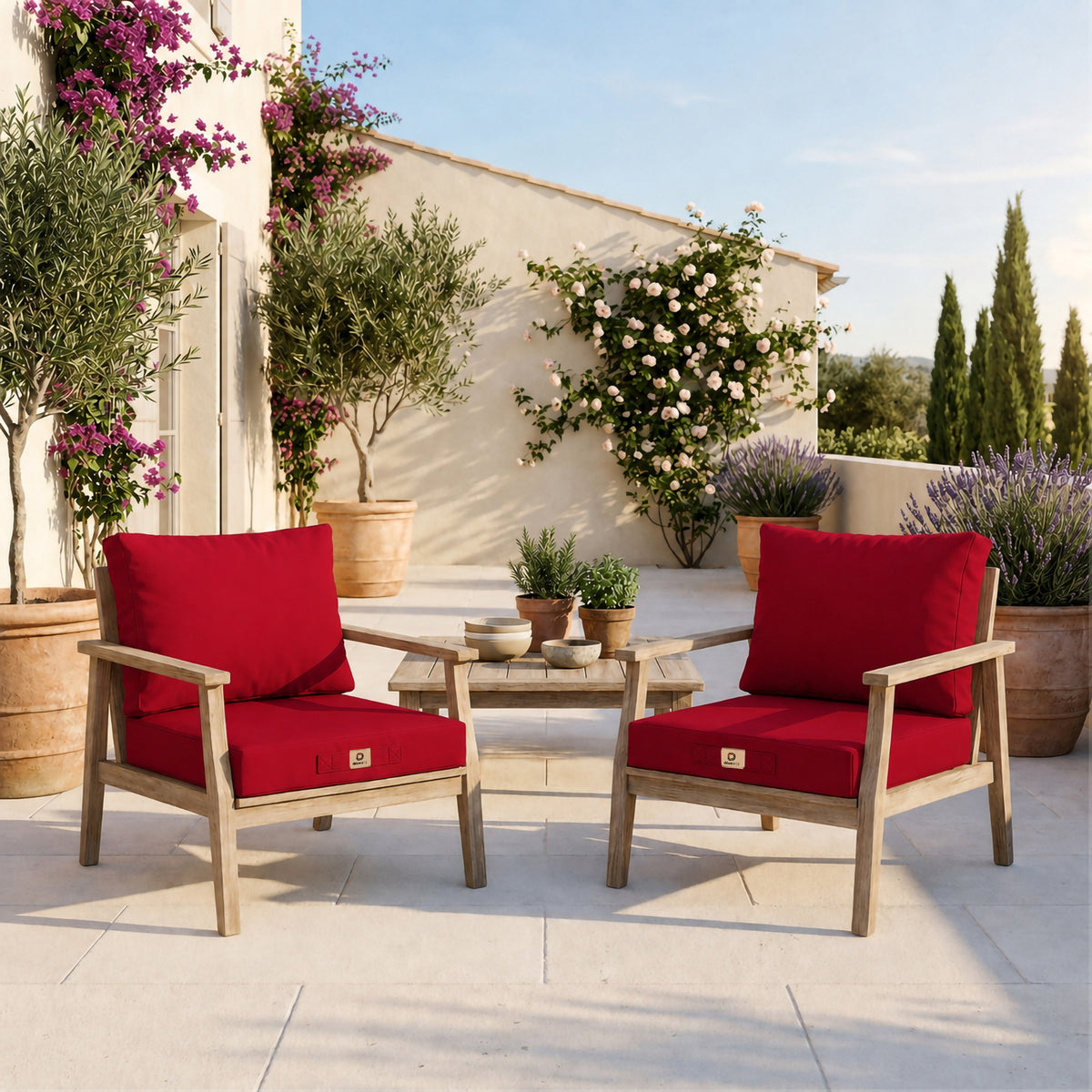 Set Cuscini Salotto da Giardino 60x70 Rosso – Sfoderabile & Anti-UV (Seduta + Schienale)