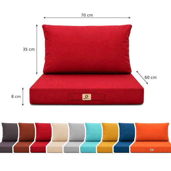 Set Cuscini Salotto da Giardino 60x70 Rosso - Sfoderabile & Anti-UV (Seduta + Schienale)