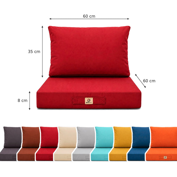 Set Cuscini Salotto da Giardino 60x60 Rosso - Sfoderabile & Anti-UV (Seduta + Schienale)