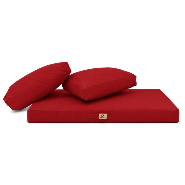Set Cuscini Salotto da Giardino 100x50 Rosso - Sfoderabile & Anti-UV (1 Seduta + 2 Schienali)