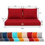 Set Cuscini Salotto da Giardino 100x50 Rosso - Sfoderabile & Anti-UV (1 Seduta + 2 Schienali)