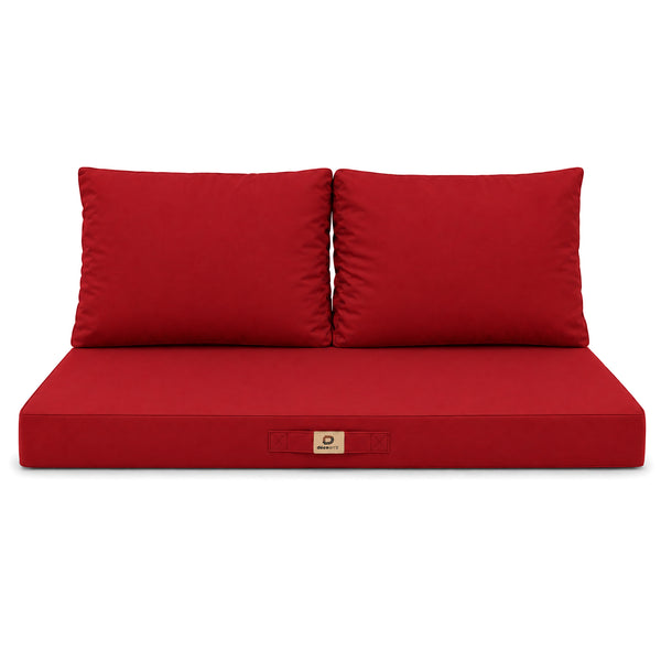 Set Cuscini Salotto da Giardino 100x50 Rosso - Sfoderabile & Anti-UV (1 Seduta + 2 Schienali)