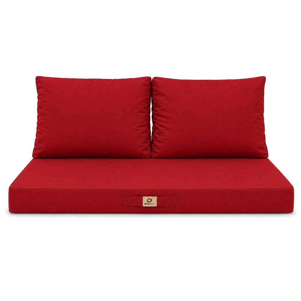 Set Cuscini Salotto da Giardino 120x60 Rosso, imbottitura in schiuma ad alta densità