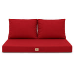 Set Cuscini Salotto da Giardino 120x60 Rosso - Sfoderabile & Anti-UV (1 Seduta + 2 Schienali)
