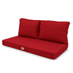 Set Cuscini Salotto da Giardino 100x50 Rosso - Sfoderabile & Anti-UV (1 Seduta + 2 Schienali)