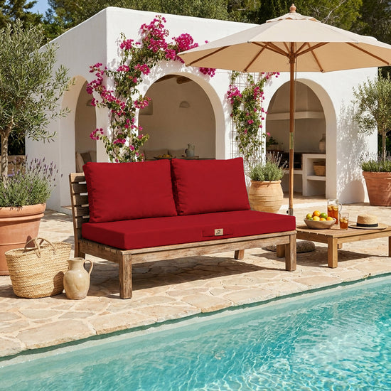 Set Cuscini Salotto da Giardino 120x60 Rosso - Sfoderabile & Anti-UV (1 Seduta + 2 Schienali)
