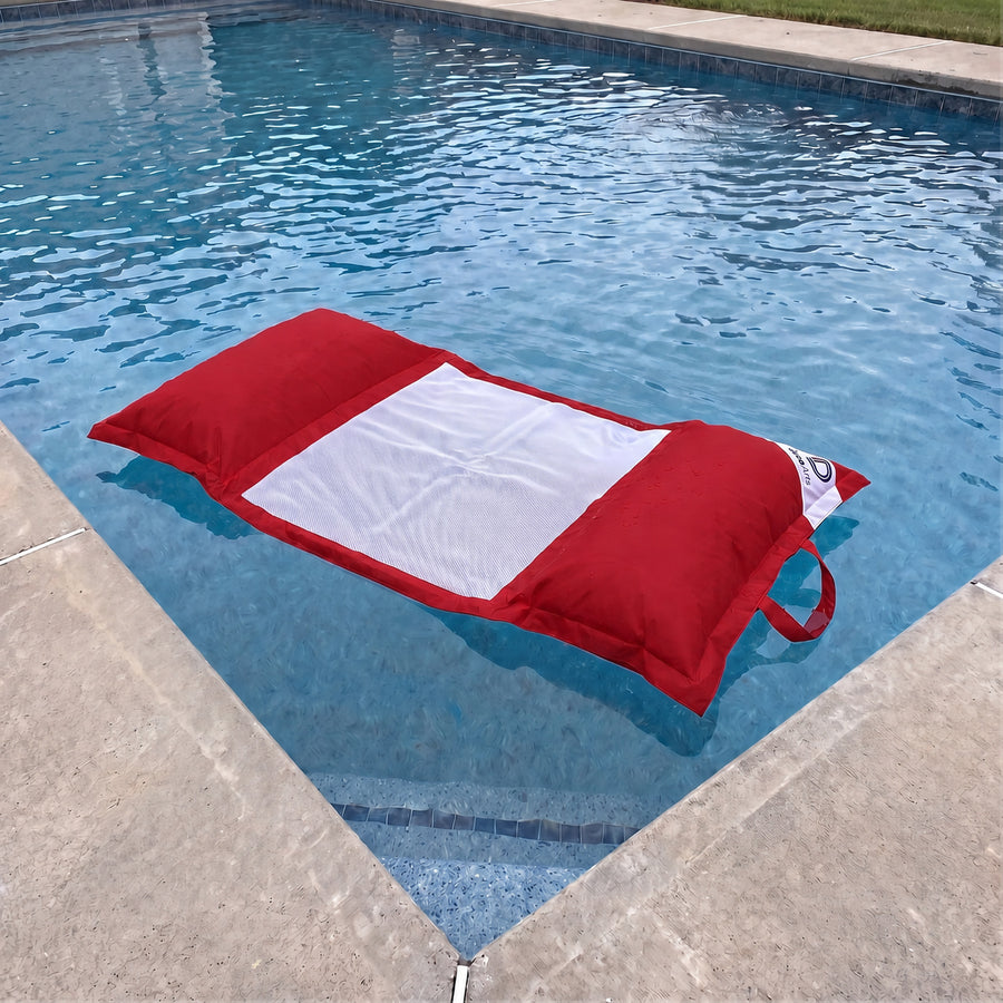 Pouf Galleggiante Piscina XXL 170x90 Rosso Peperoncino, imbottitura in perle di polistirolo