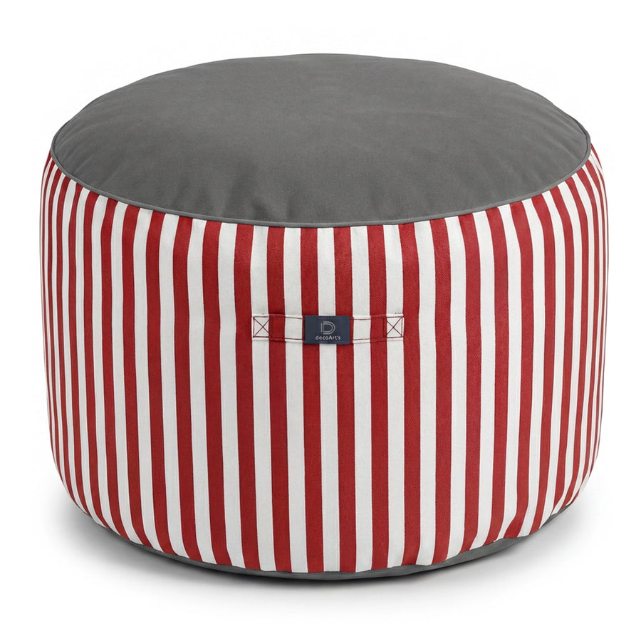 Pouf Rotondo Righe Rosso, per interno ed esterno