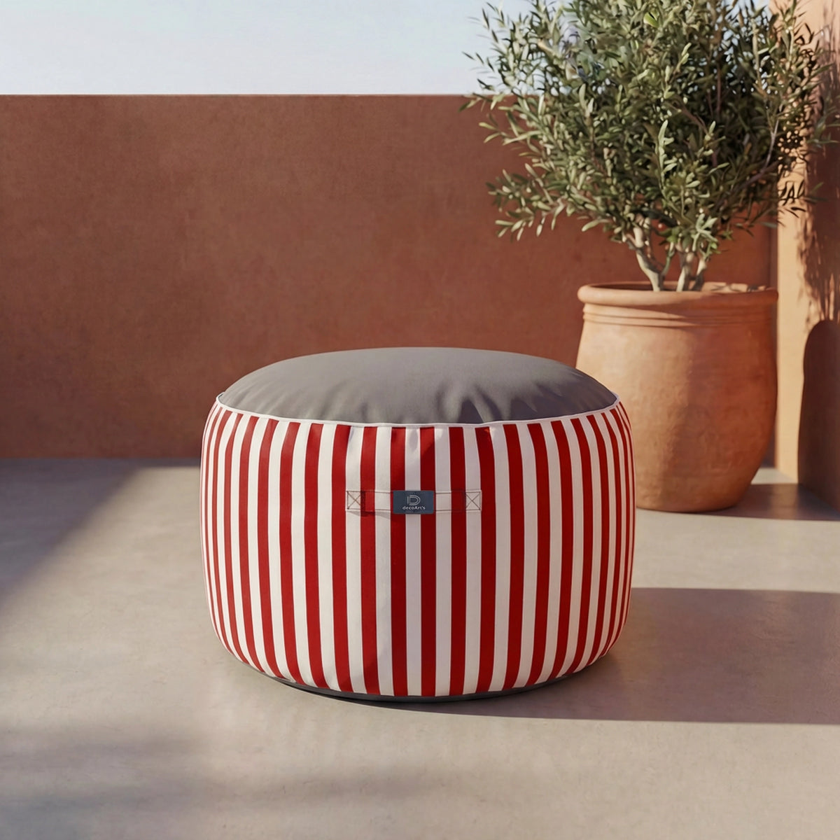 Pouf Rotondo Righe Rosso – Premium 270g – Altezza 40cm Diametro 70cm