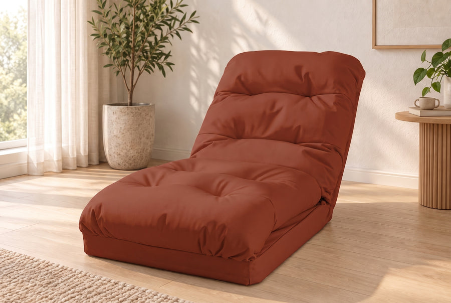Poltrona da Pavimento Trasformabile Terracotta - 3 in 1 (Letto 210x60) & Schienale Regolabile