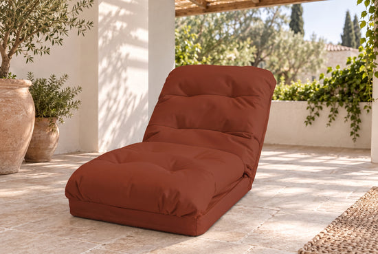 Poltrona da Pavimento Trasformabile Terracotta - 3 in 1 (Letto 210x60) & Schienale Regolabile