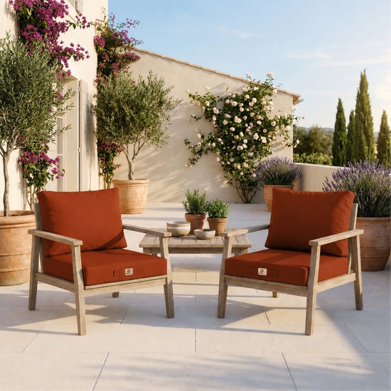 Set Cuscini Salotto da Giardino 60x60 Terracotta - Sfoderabile & Anti-UV (Seduta + Schienale)