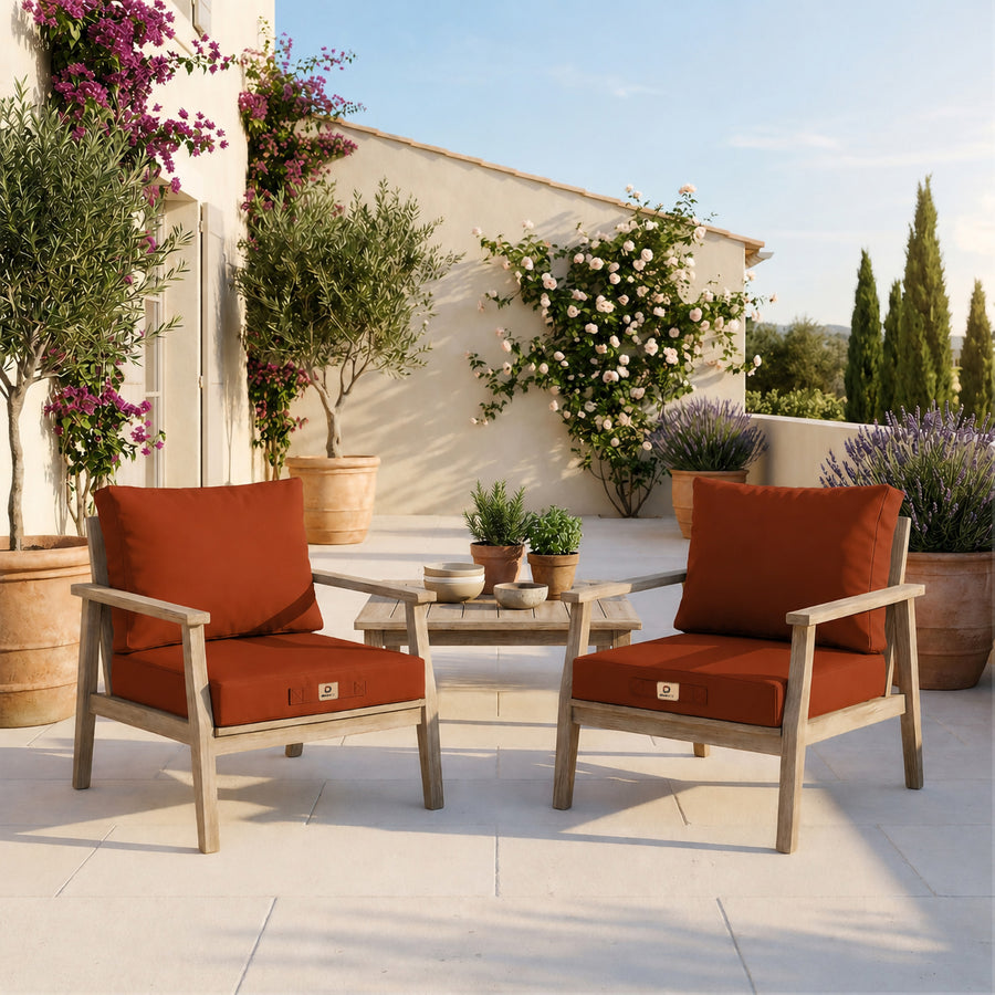 Set Cuscini Salotto da Giardino 60x60 Terracotta - Sfoderabile & Anti-UV (Seduta + Schienale)