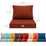 Set Cuscini Salotto da Giardino 50x50 Terracotta - Sfoderabile & Anti-UV (Seduta + Schienale)