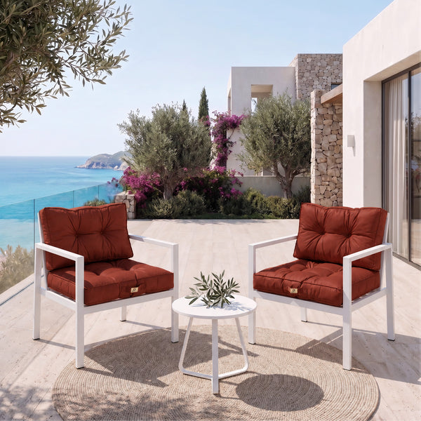 Set Cuscini Trapuntati 60x60 Terracotta - Spesso 15cm & Morbido (Seduta + Schienale)