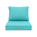 Set Cuscini Salotto da Giardino 60x60 Blu Caraibi - Sfoderabile & Anti-UV (Seduta + Schienale)