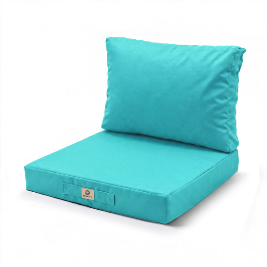 Set Cuscini Salotto da Giardino 60x60 Blu Caraibi - Sfoderabile & Anti-UV (Seduta + Schienale)